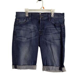 7 For All Mankind Size 31 Shorts Mens Denim Blue Jeans Cut Off Dark Wash